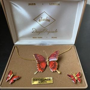 Antique Jeweline butterfly necklace & earring set